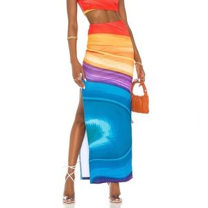FARAI LONDON X REVOLVE NWT sz Small high waist skirt Tala Maxi Dress in Rainbow